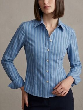 Club Monaco Blue Striped Button-Down Shirt